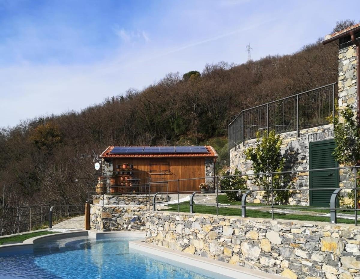 Cozy Pool-Side House With Sea View Villa Rapallo Bagian luar foto